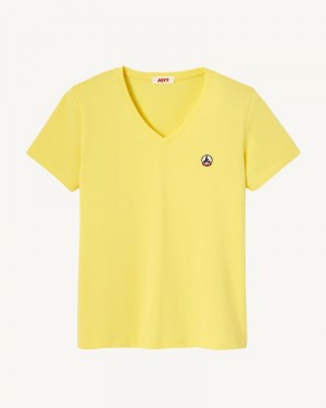 JOTT Cancun Plain V-neck Organic Pamuklu Tişört Kadın Açık Sarı | LIU-2634