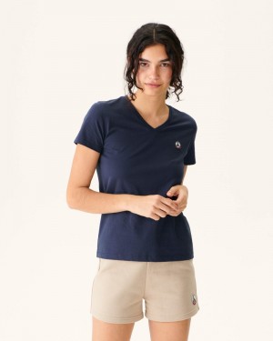 JOTT Cancun Plain V-neck Organic Pamuklu Tişört Kadın Lacivert | ILP-4900