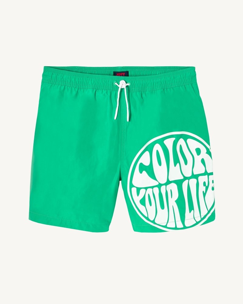 JOTT Biarritz Swim Shorts Erkek Yeşil Beyaz | HAK-9628