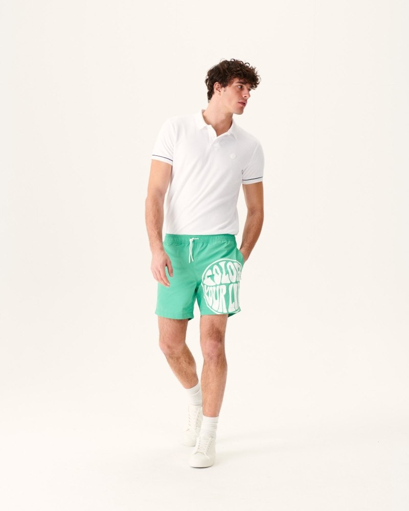 JOTT Biarritz Swim Shorts Erkek Yeşil Beyaz | HAK-9628