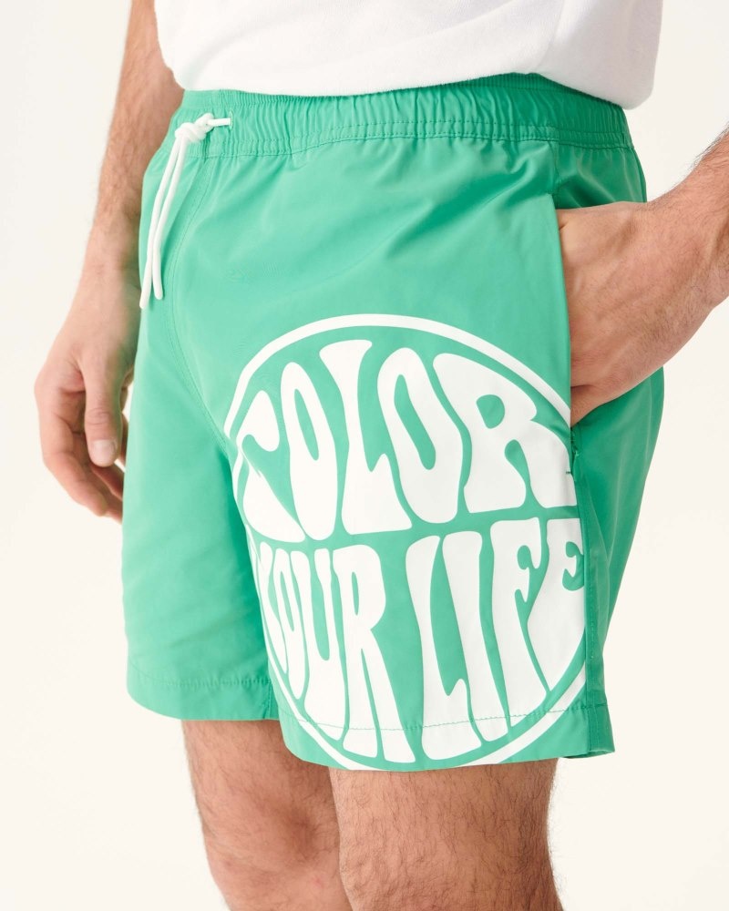 JOTT Biarritz Swim Shorts Erkek Yeşil Beyaz | HAK-9628