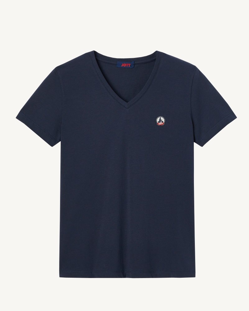 JOTT Cancun Plain V-neck Organic Pamuklu Tişört Kadın Lacivert | ILP-4900