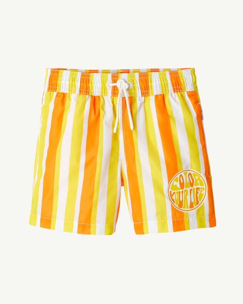 JOTT Cassis Stripe Swim Shorts Çocuk Limon Beyaz | BED-0660