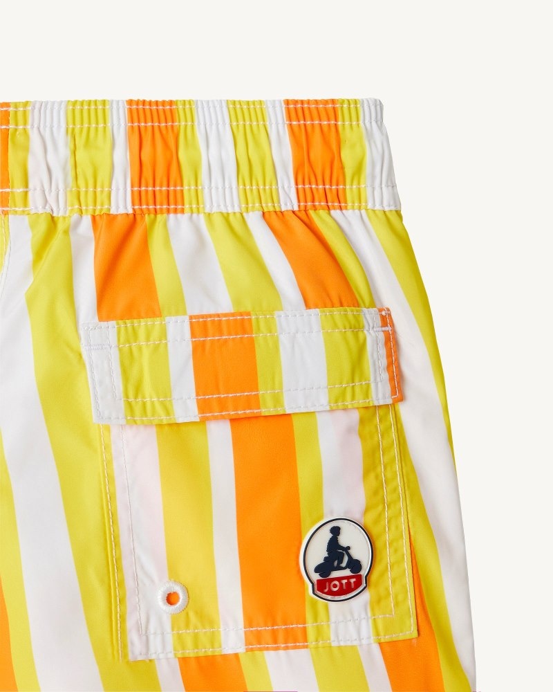 JOTT Cassis Stripe Swim Shorts Çocuk Limon Beyaz | BED-0660