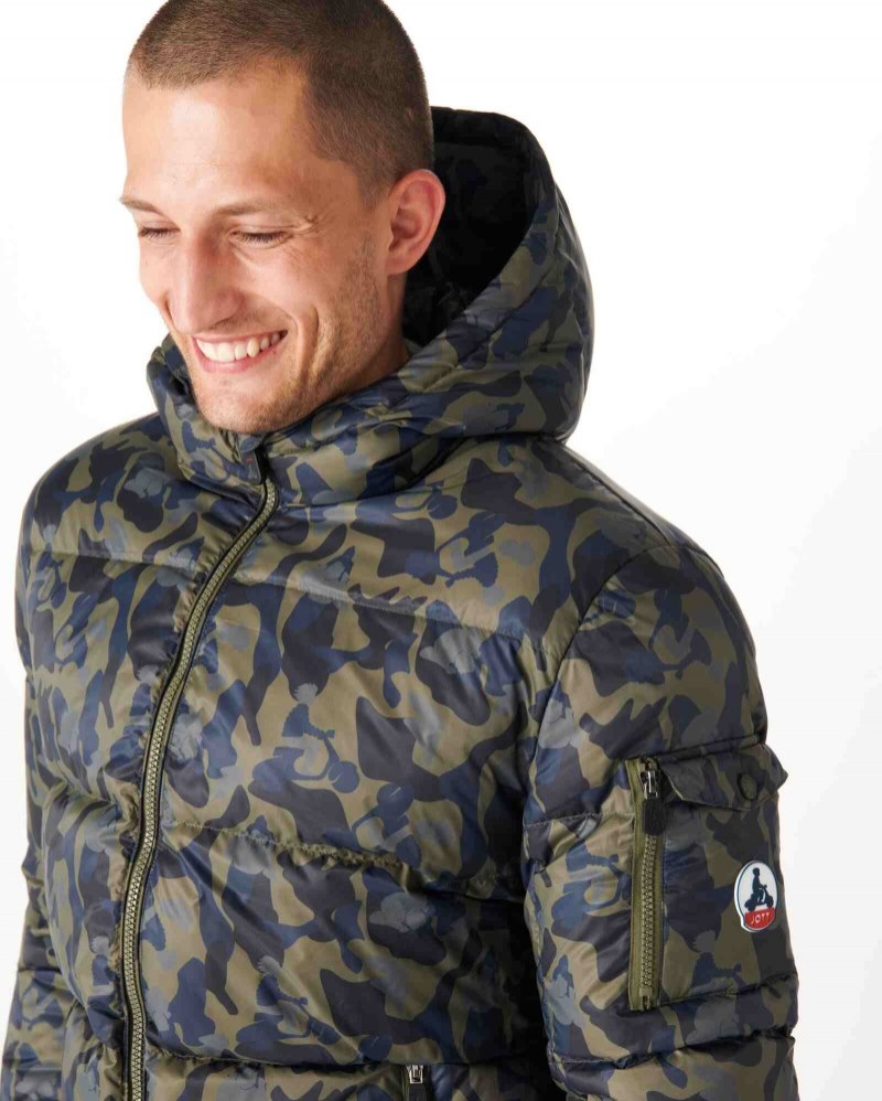 JOTT Java Extreme Cold Kukuletalı Kaz Tüyü Mont Erkek Camo Baskılı | OFT-3862