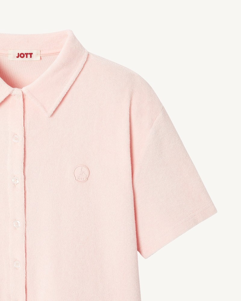 JOTT Nova Kısa Terrycloth Gömlek Kadın Açık Pembe | IRF-7520